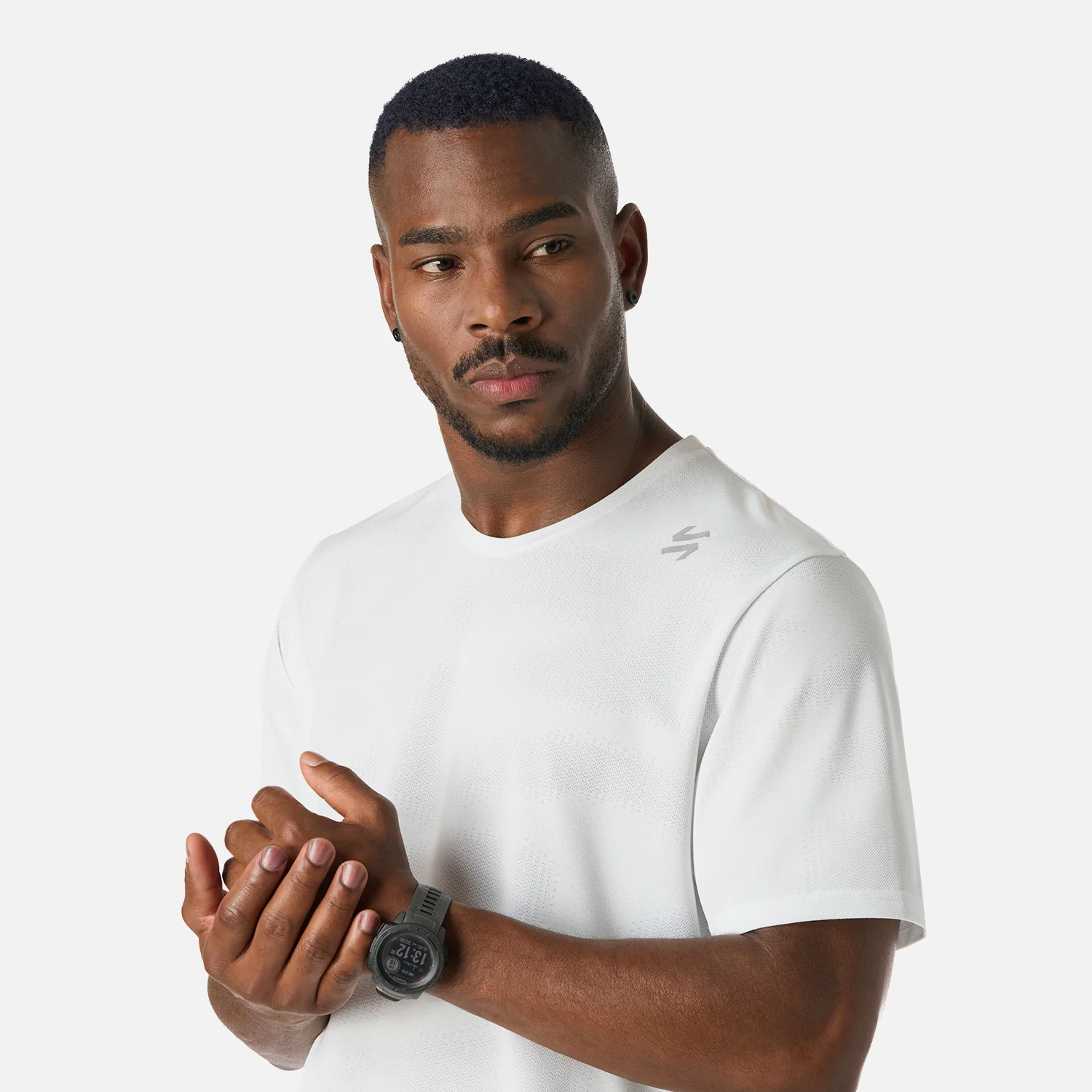 Polera Hombre Built To Move Pro T-Shirt Blanco Vulcano - Image 5