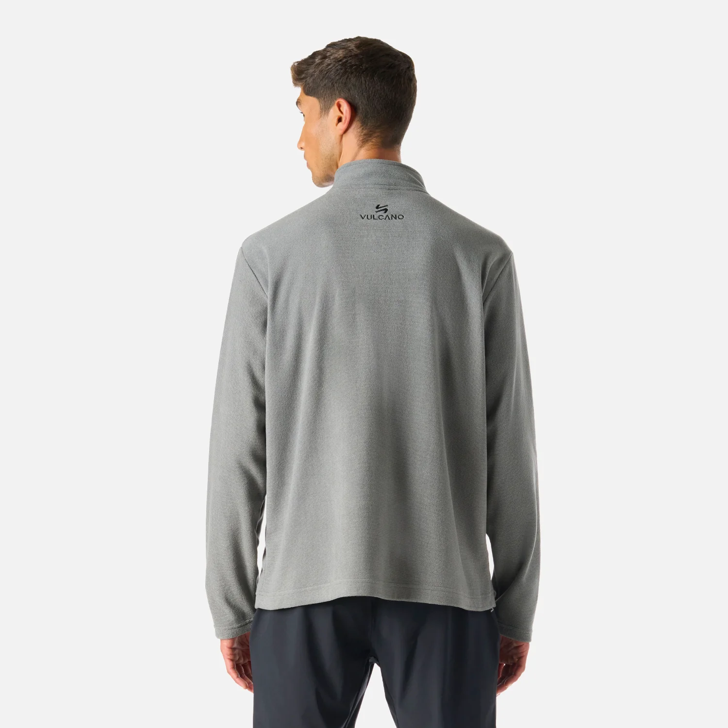 Polerón Hombre Cool Down 1/4 Zip Fleece Gris Medio Vulcano - Image 4
