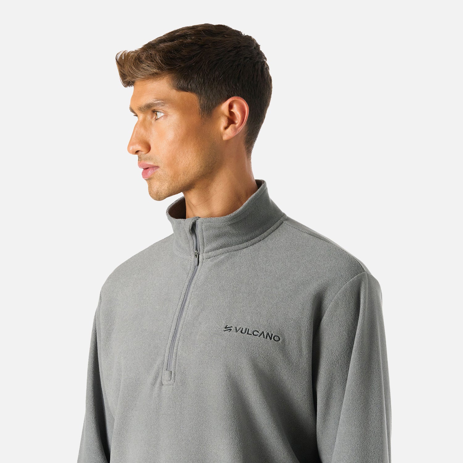 Polerón Hombre Cool Down 1/4 Zip Fleece Gris Medio Vulcano - Image 5