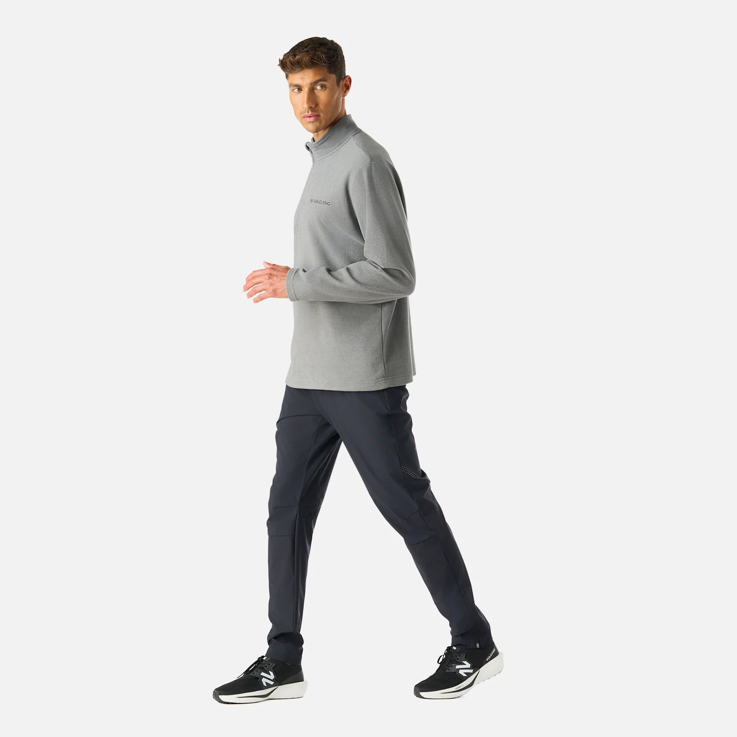 Polerón Hombre Cool Down 1/4 Zip Fleece Gris Medio Vulcano - Image 6