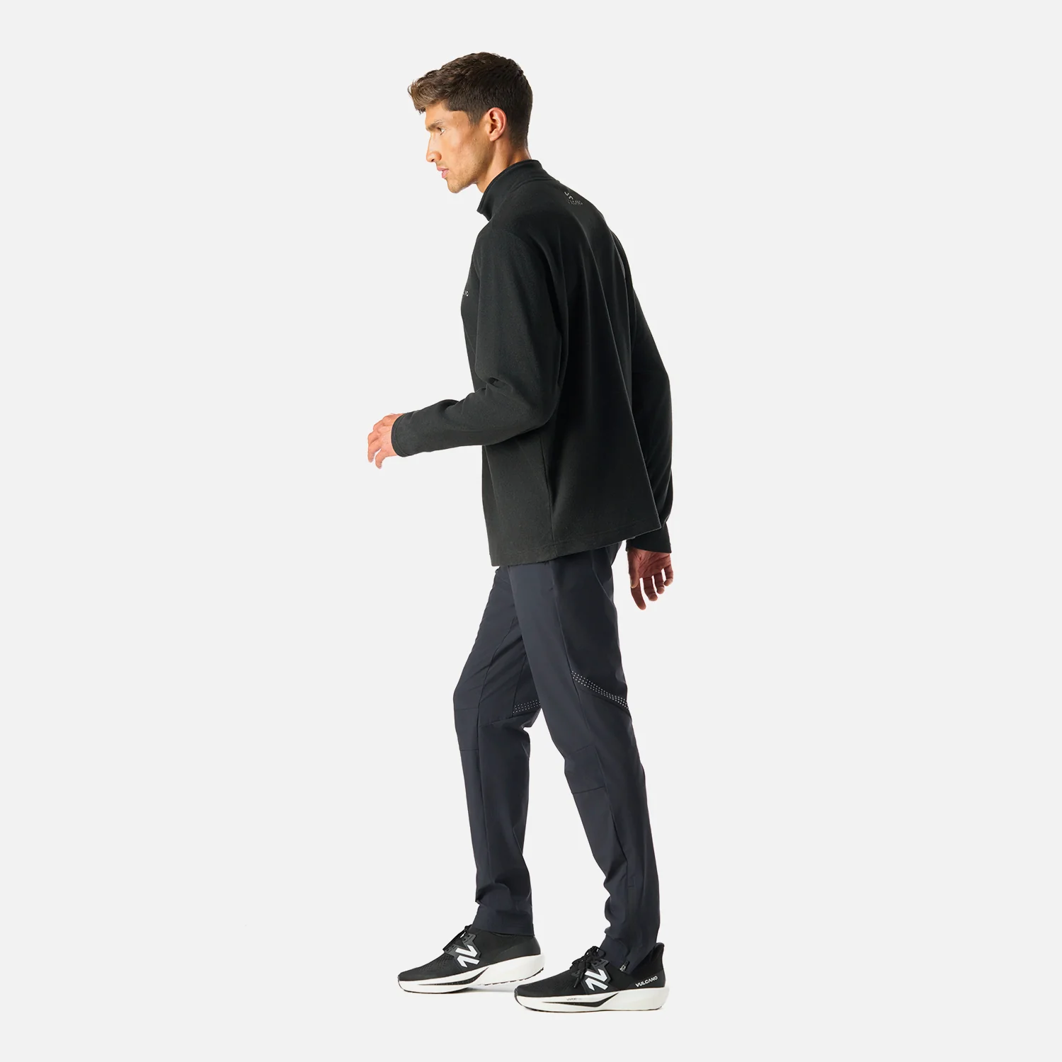 Polerón Hombre Cool Down 1/4 Zip Fleece Negro Vulcano - Image 3