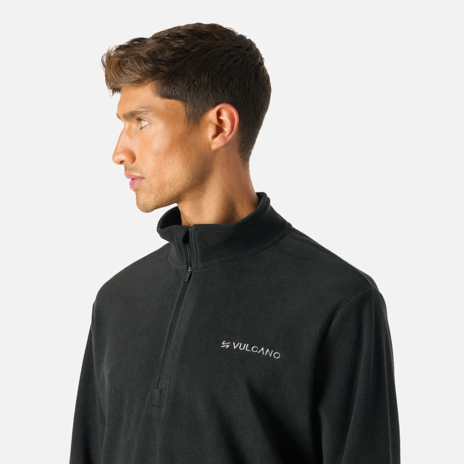 Polerón Hombre Cool Down 1/4 Zip Fleece Negro Vulcano - Image 5