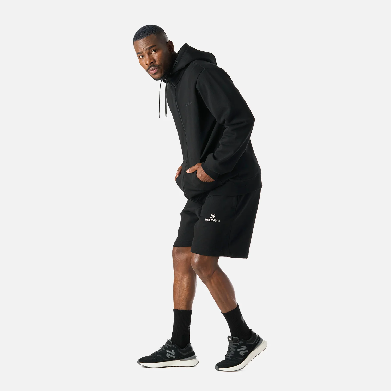 Polerón Hombre Cool Down Full Zip Sweatshirt Hoody Negro Vulcano - Image 3