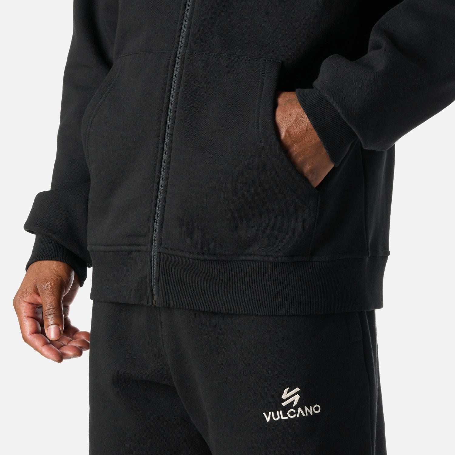Polerón Hombre Cool Down Full Zip Sweatshirt Hoody Negro Vulcano - Image 6