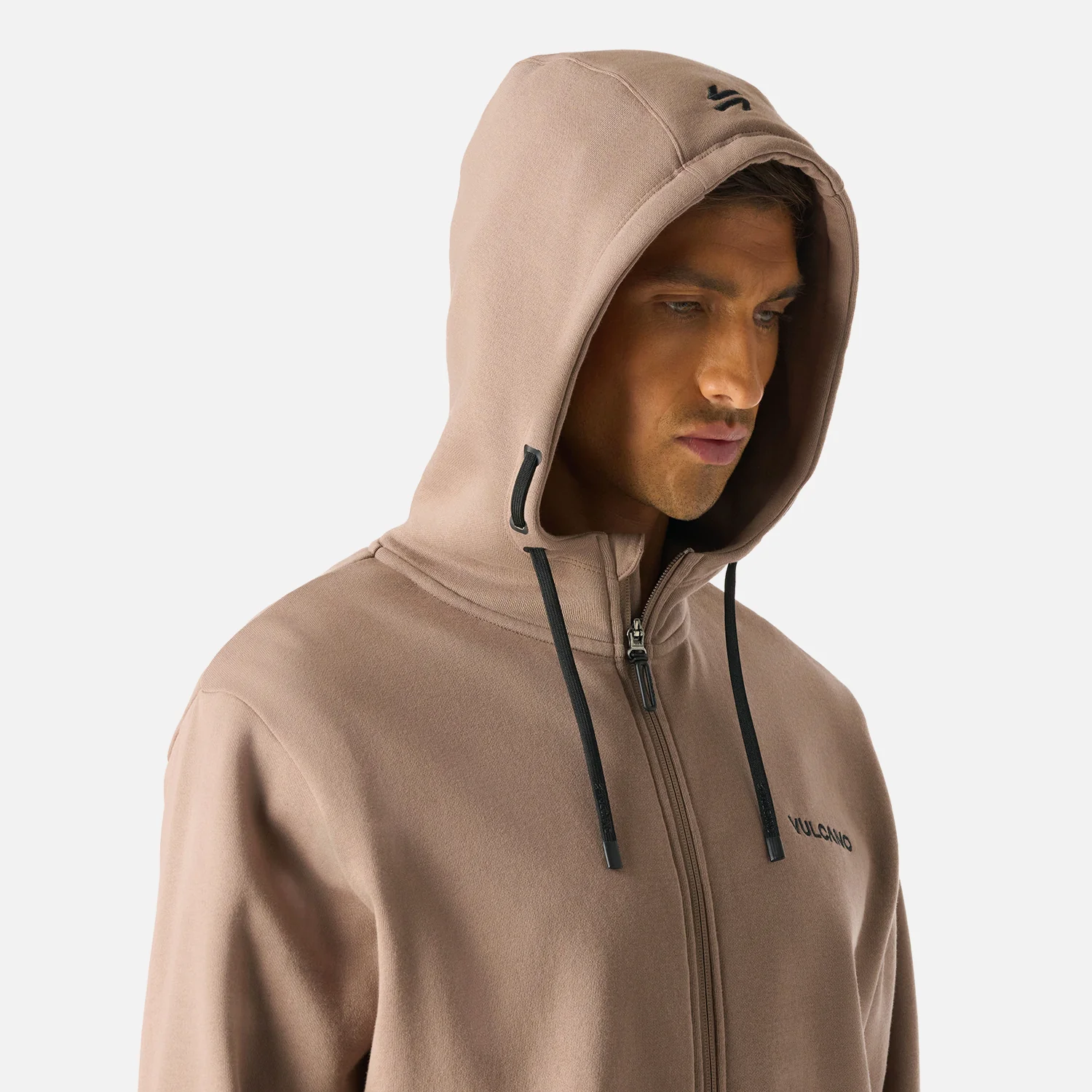 Polerón Hombre Cool Down Full Zip Sweatshirt Hoody Taupe Vulcano - Image 5
