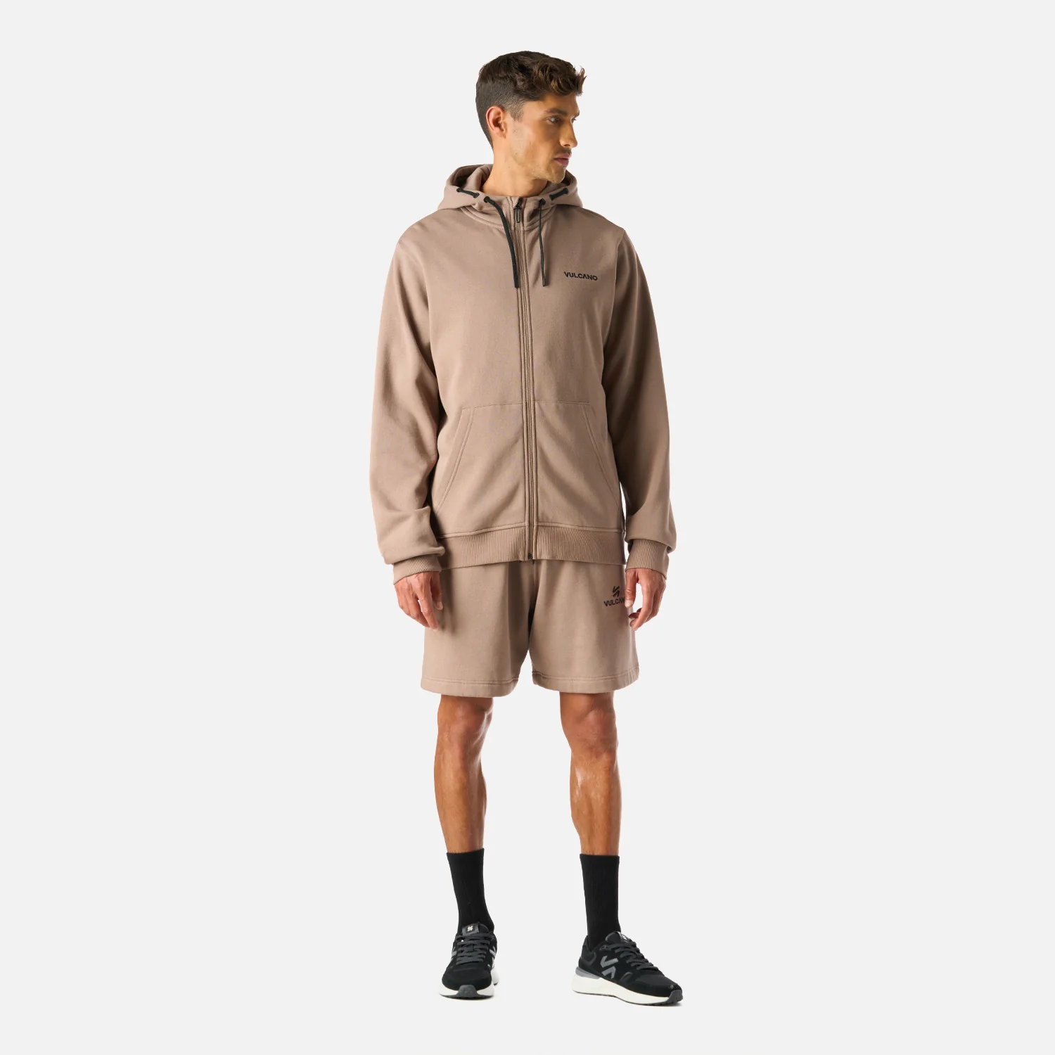 Polerón Hombre Cool Down Full Zip Sweatshirt Hoody Taupe Vulcano - Image 7