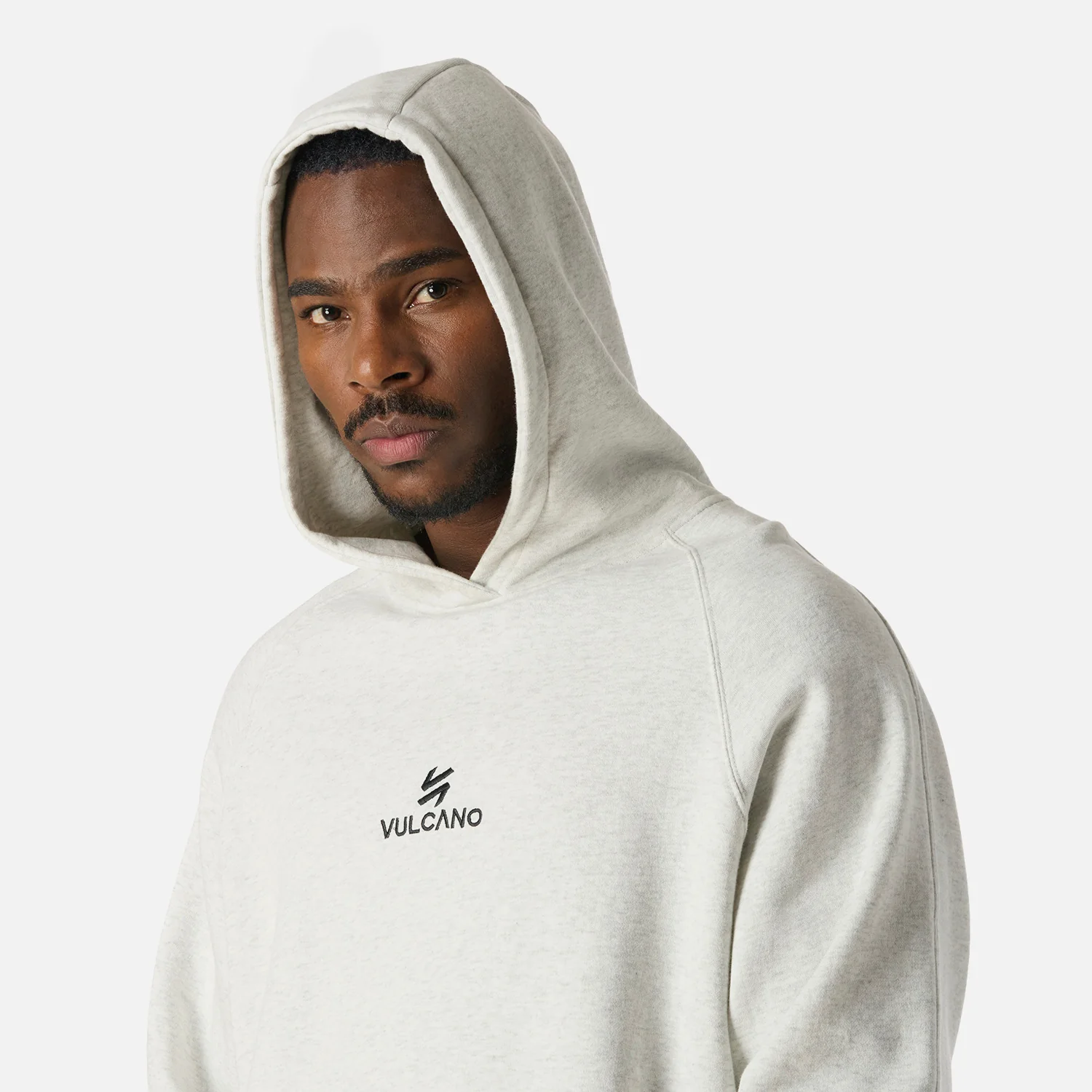Polerón Hombre Cool Down Sweatshirt Hoody Melange Gris Claro Vulcano - Image 5
