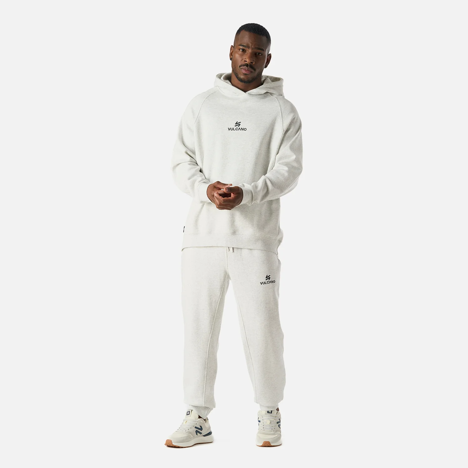 Polerón Hombre Cool Down Sweatshirt Hoody Melange Gris Claro Vulcano - Image 7