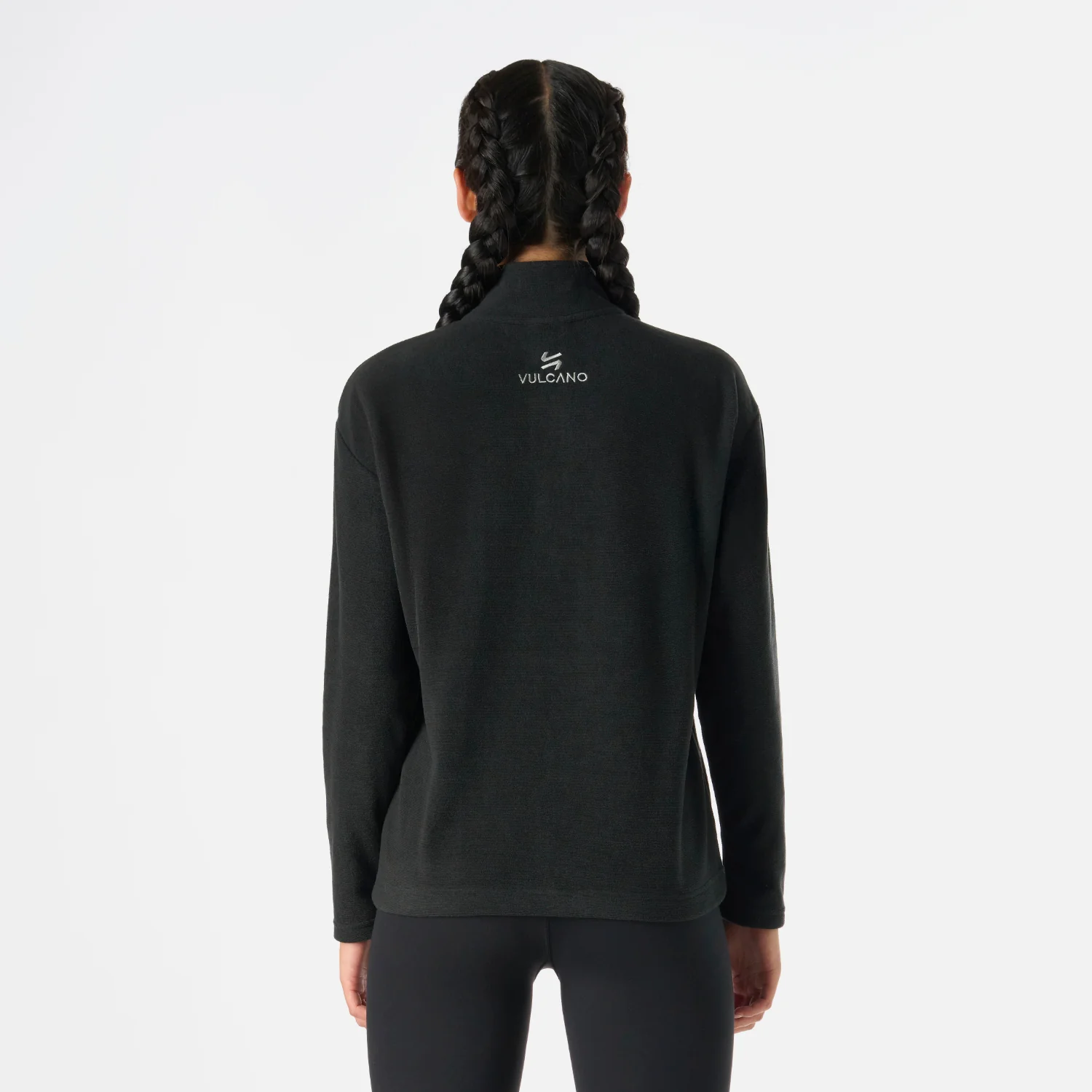 Polerón Mujer Cool Down 1/4 Zip Fleece Negro Vulcano - Image 4