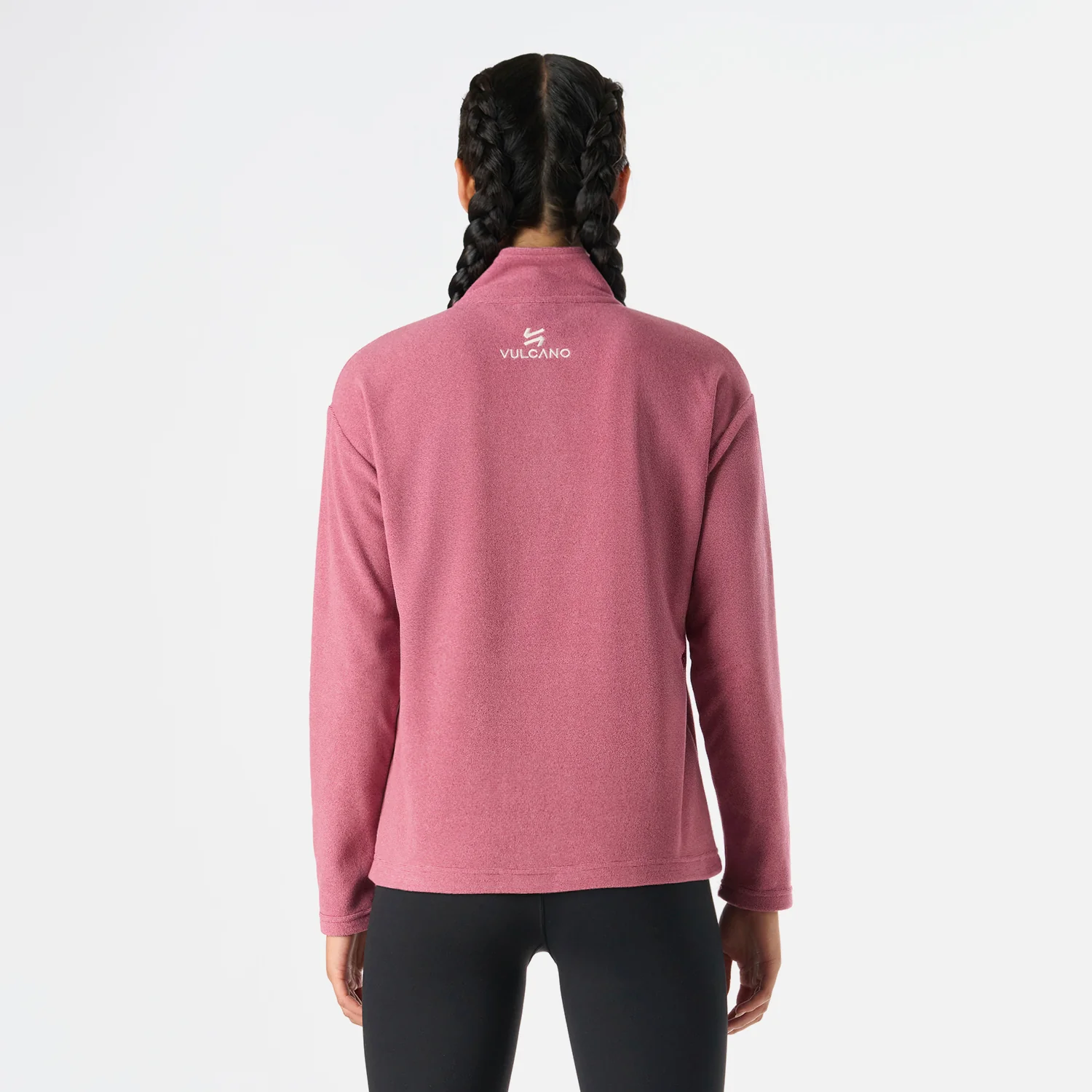 Polerón Mujer Cool Down 1/4 Zip Fleece Rosado Vulcano - Image 4