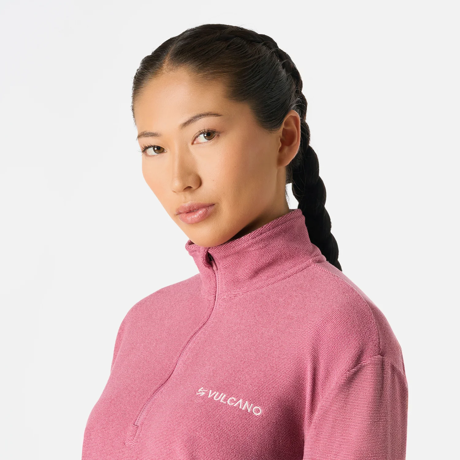 Polerón Mujer Cool Down 1/4 Zip Fleece Rosado Vulcano - Image 5