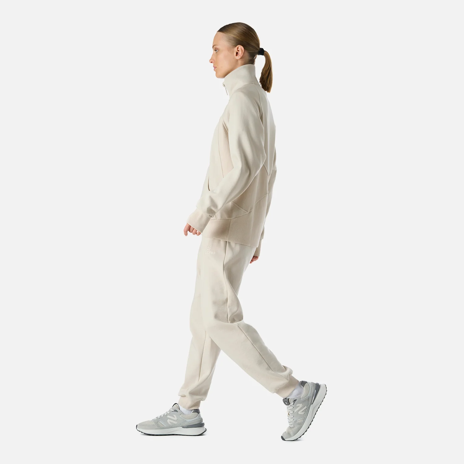 Polerón Mujer Cool Down Full Zip Sweatshirt Crema Vulcano - Image 3