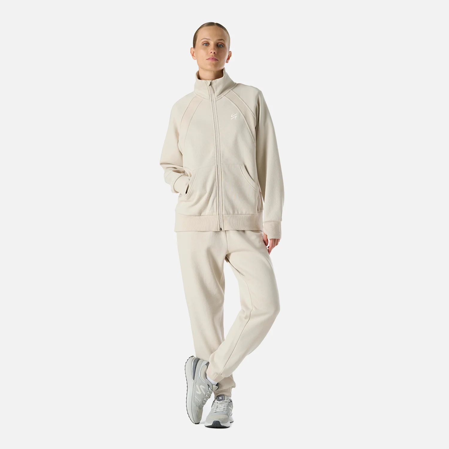Polerón Mujer Cool Down Full Zip Sweatshirt Crema Vulcano - Image 7