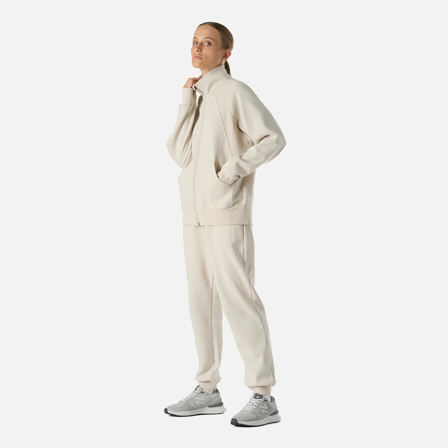 Polerón Mujer Cool Down Full Zip Sweatshirt Crema Vulcano - Image 8