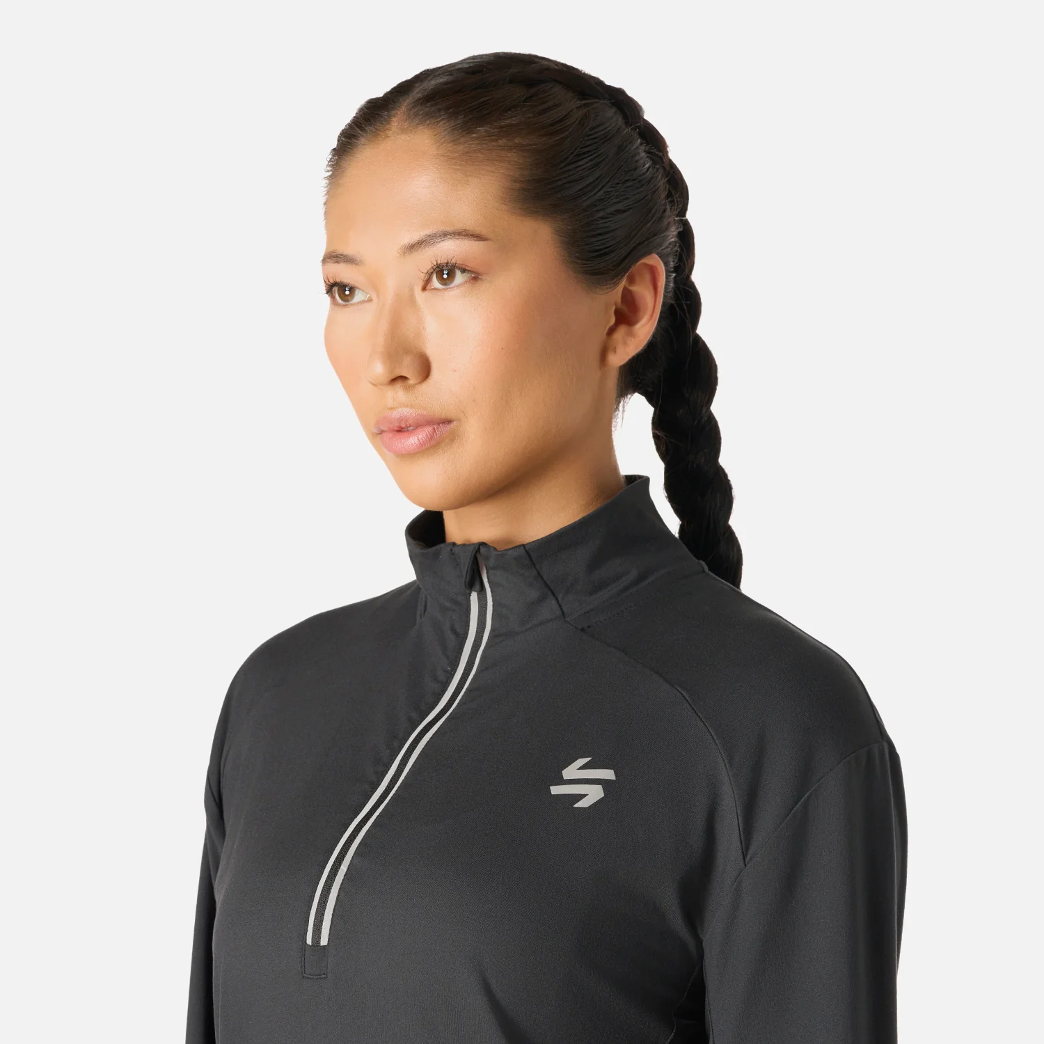 Polerón Mujer Tempo 1/4 Zip Midlayer Negro Vulcano - Image 5