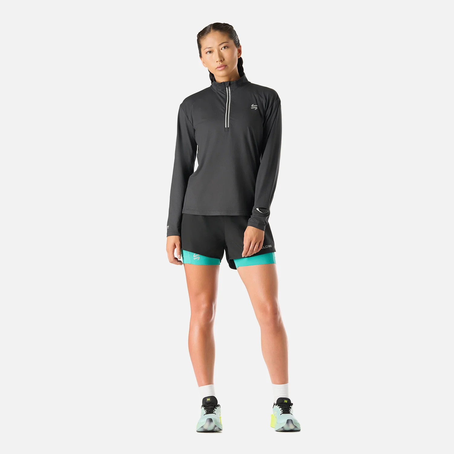 Polerón Mujer Tempo 1/4 Zip Midlayer Negro Vulcano - Image 7